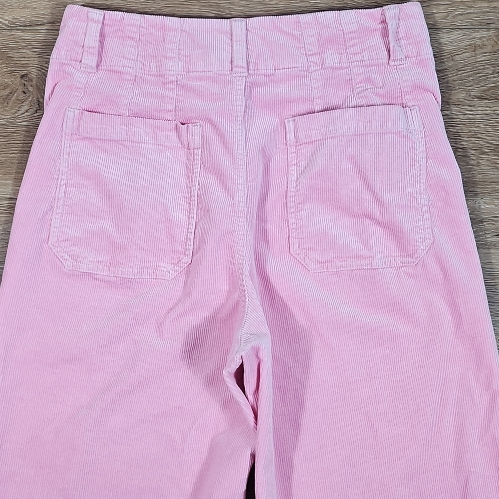 Maeve Anthropologie The Colette Light Pink Corduroy High Rise Wide Leg Crop Pant - Picture 7 of 16
